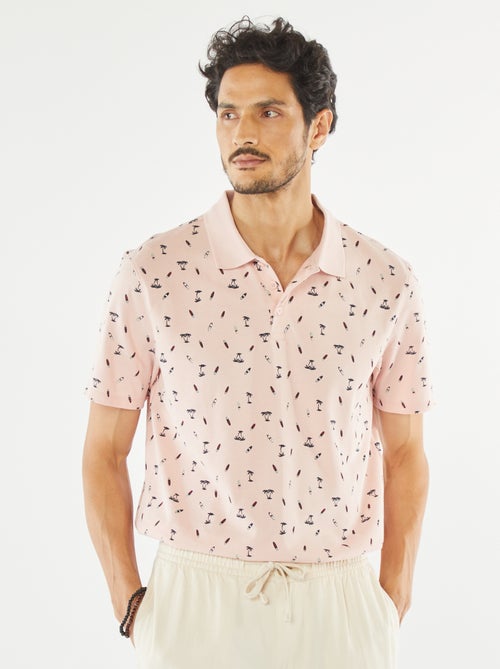 Polo van katoenpiqué met print - Kiabi