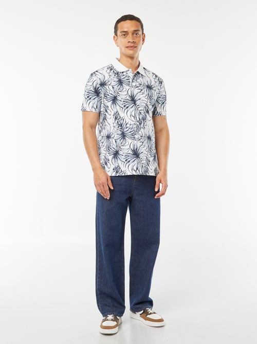 Polo van katoenpiqué met print - Kiabi