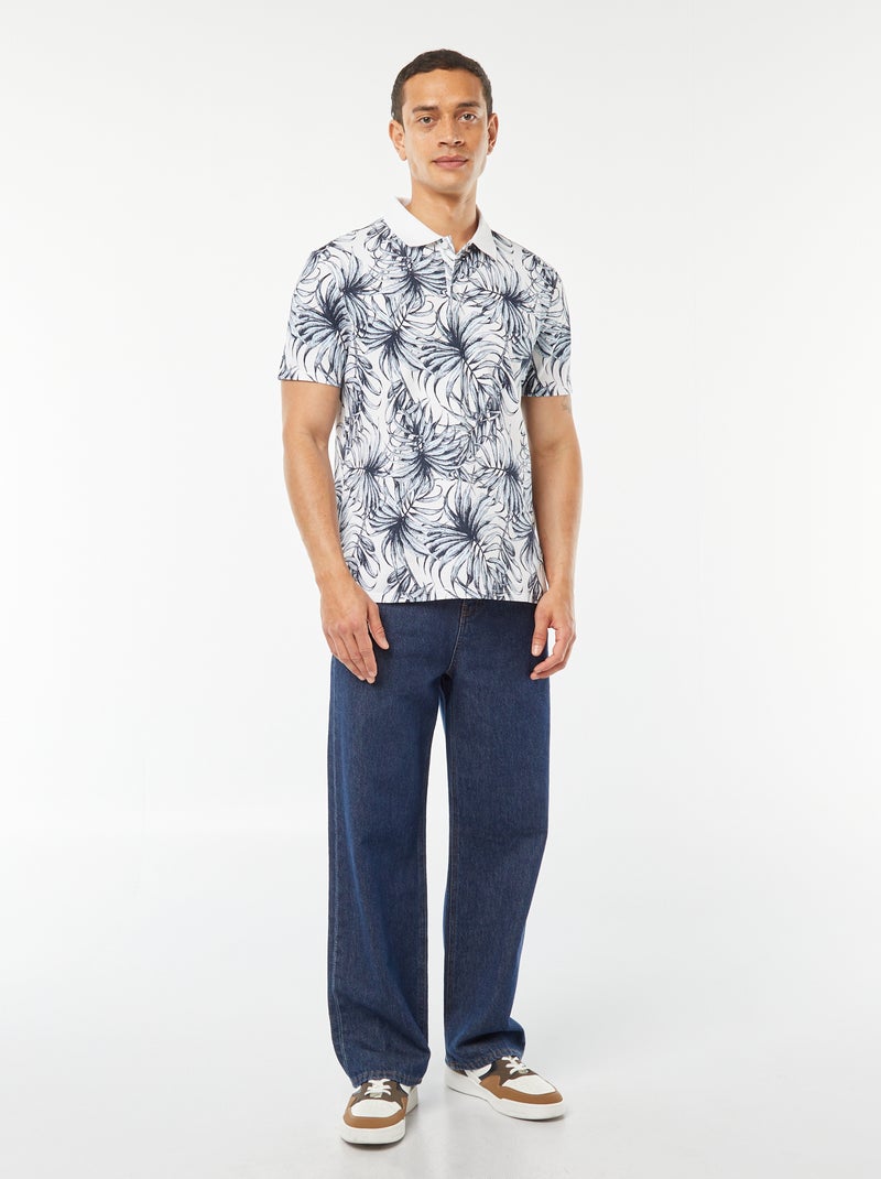 Polo van katoenpiqué met print WIT - Kiabi