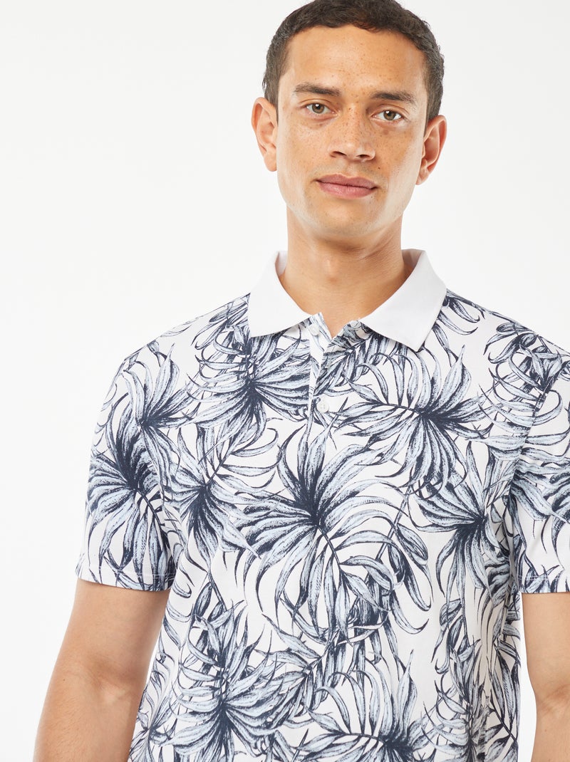 Polo van katoenpiqué met print WIT - Kiabi