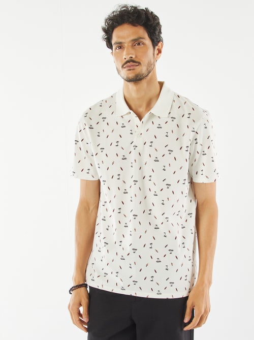 Polo van katoenpiqué met print - Kiabi