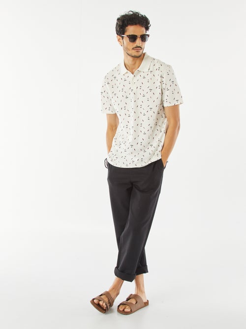 Polo van katoenpiqué met print - Kiabi
