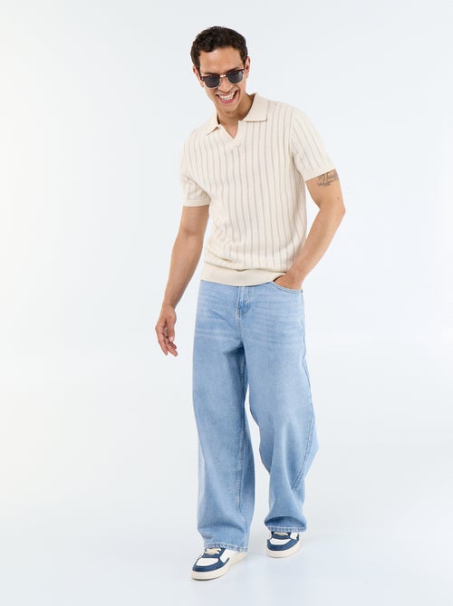 Polo van opengewerkt breisel met korte mouwen - Kiabi