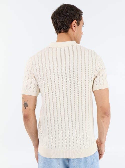 Polo van opengewerkt breisel met korte mouwen - Kiabi