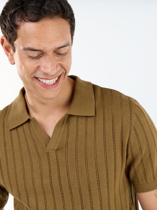 Polo van opengewerkt breisel met korte mouwen - Kiabi