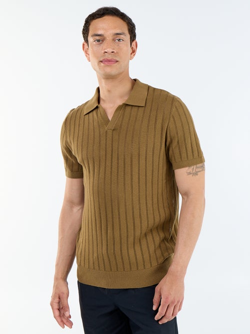 Polo van opengewerkt breisel met korte mouwen - Kiabi