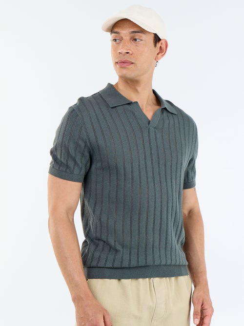 Polo van opengewerkt breisel met korte mouwen - Kiabi