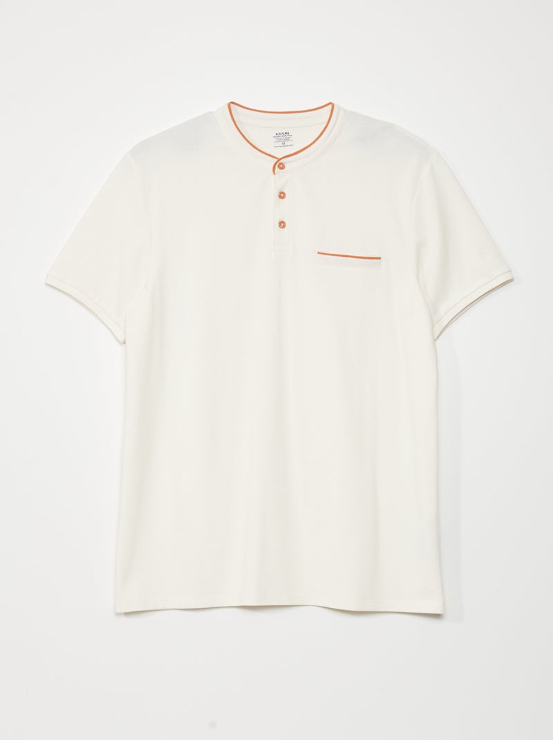 Polo van piqué met maokraag WIT - Kiabi