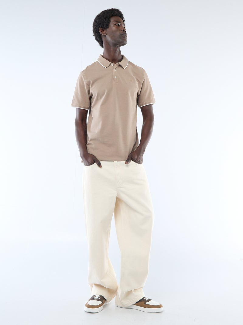 Polo van piquékatoen Biege - Kiabi