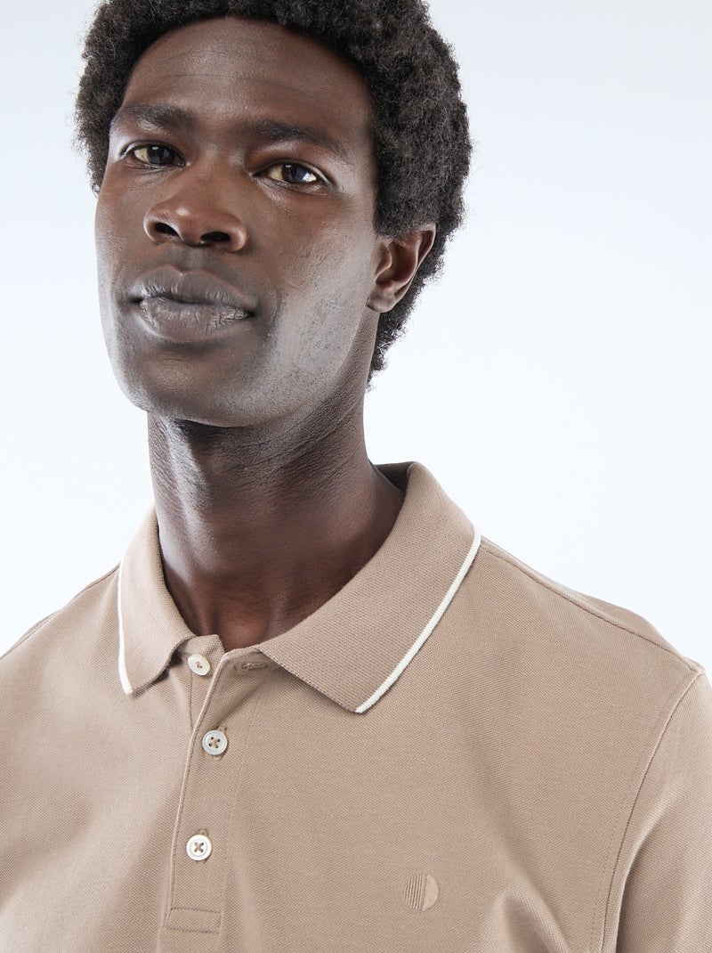 Polo van piquékatoen Biege - Kiabi