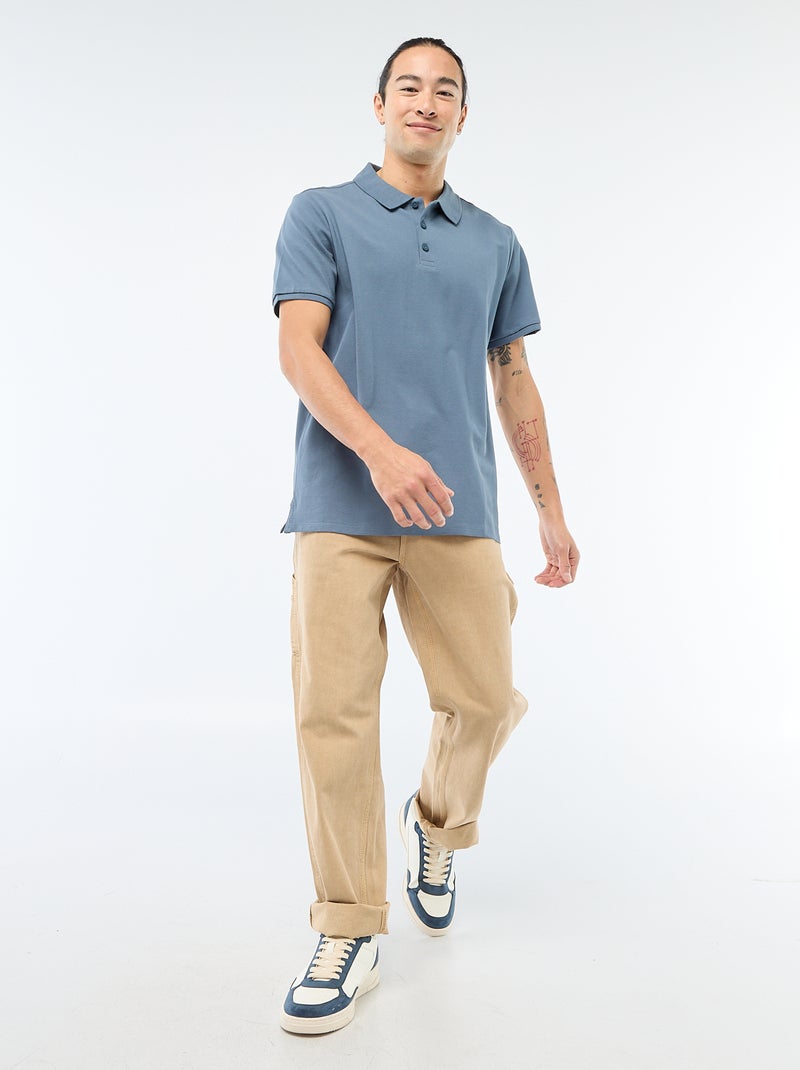 Polo van piquékatoen Blauw - Kiabi