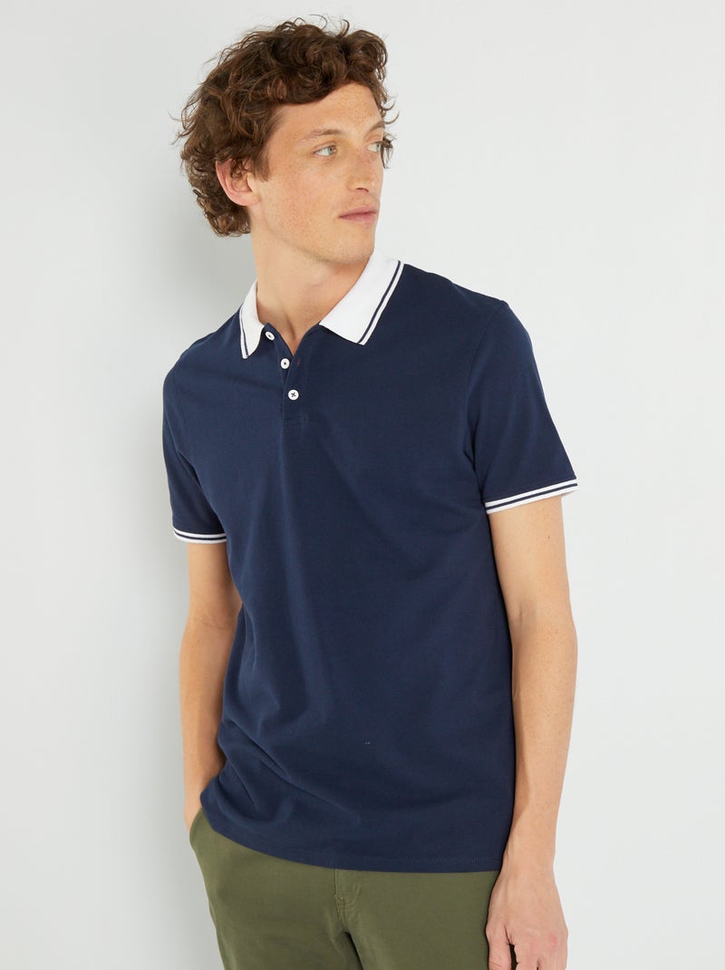 Polo van piquékatoen blauw - Kiabi