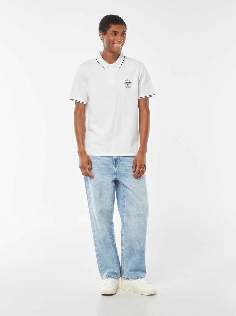 Polo van piquékatoen met geborduurd detail op de borst WIT - Kiabi