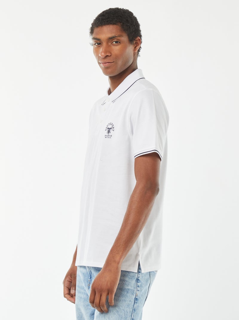 Polo van piquékatoen met geborduurd detail op de borst WIT - Kiabi
