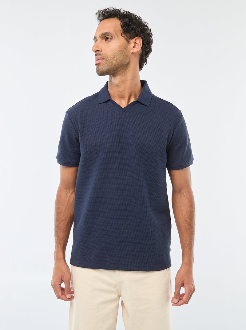 Polo van piquékatoen met korte mouw Blauw - Kiabi