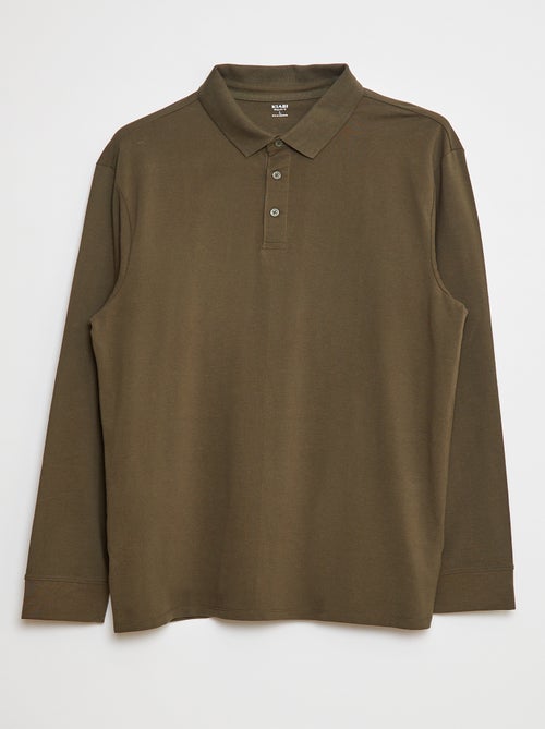 Polo van piquékatoen met lange mouw - Kiabi