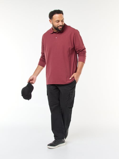 Polo van piquékatoen met lange mouw - Kiabi