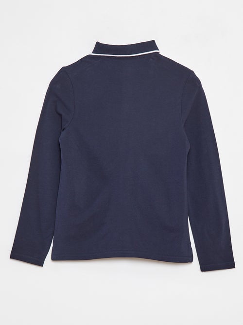 Polo van piquékatoen met lange mouwen - Kiabi