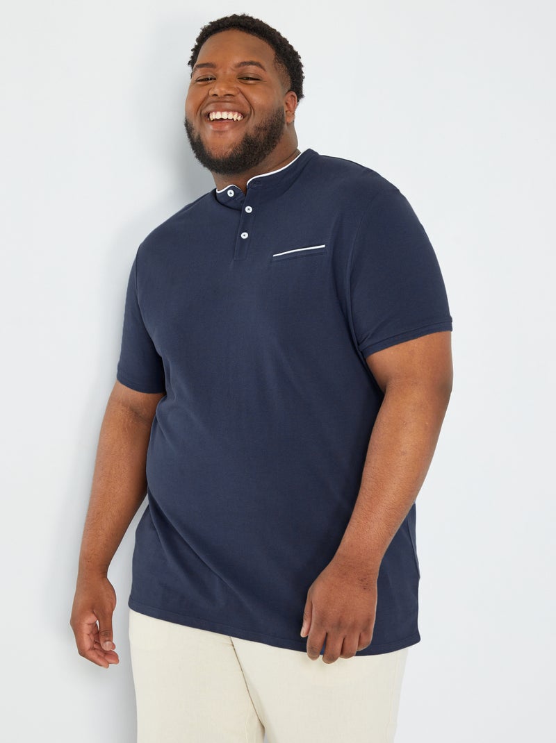 Polo van piquékatoen met Maokraag BLAUW - Kiabi