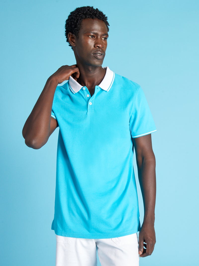 Polo van piquékatoen turquoise - Kiabi