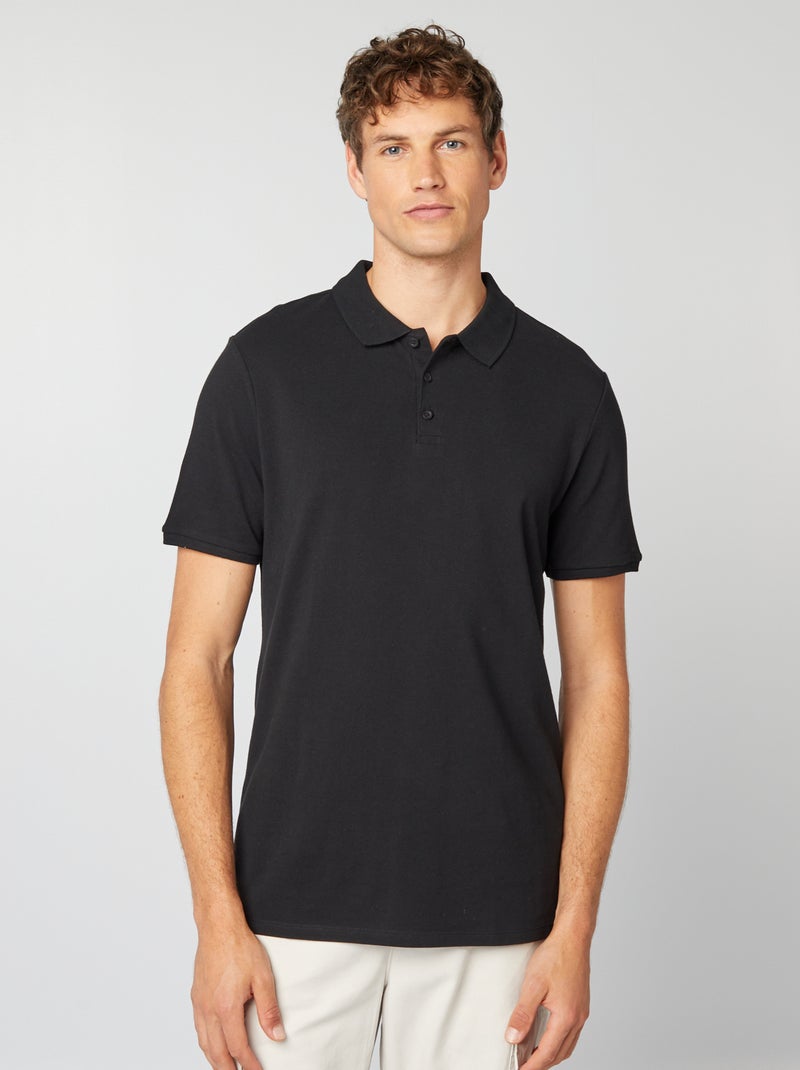 Polo van piquékatoen zwart - Kiabi