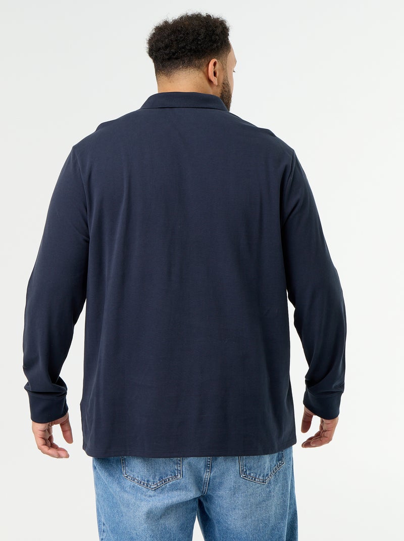 Polo van piquéstof met lange mouwen Blauw - Kiabi