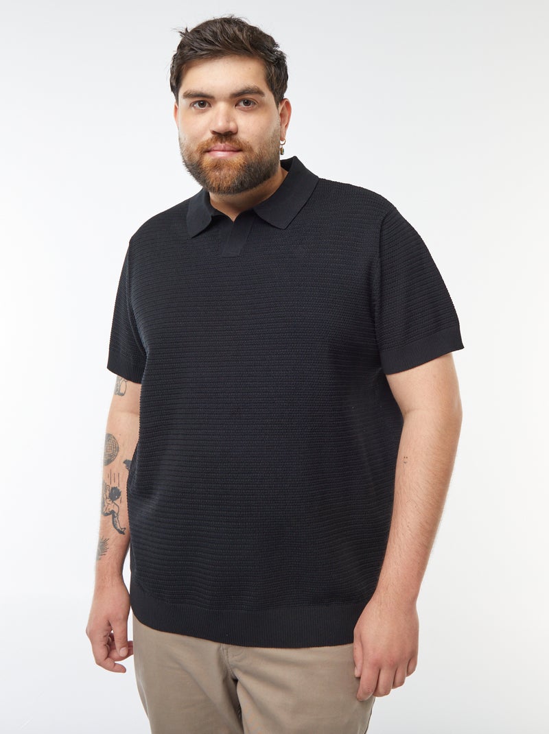 Polo van piquétricot met korte mouw zwart - Kiabi