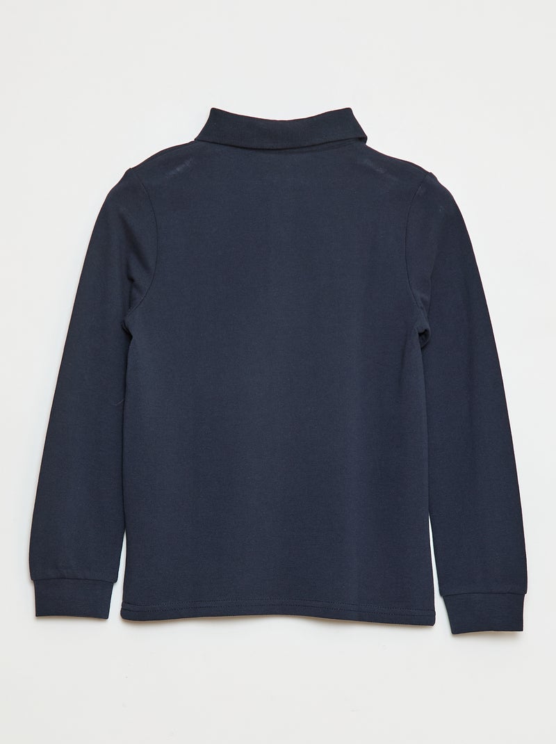 Polo van piquétricot met lange mouwen Blauw - Kiabi