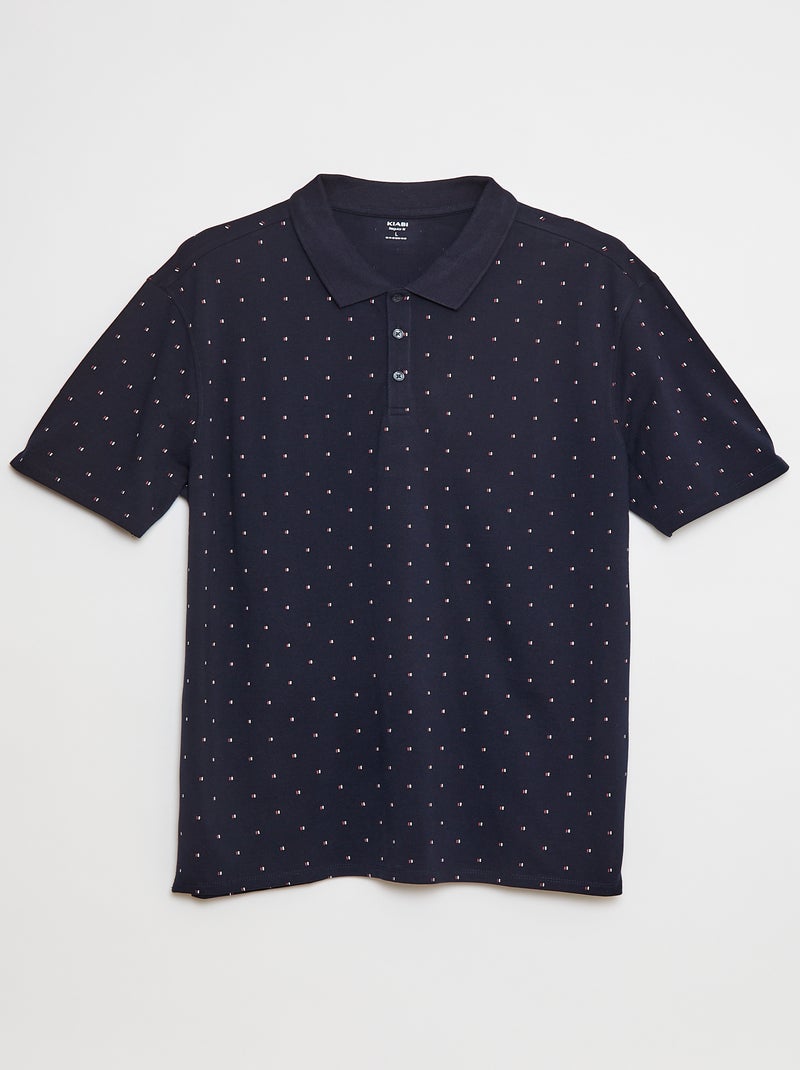 Polo van piquétricot met print BLAUW - Kiabi