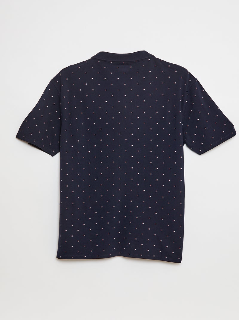 Polo van piquétricot met print BLAUW - Kiabi