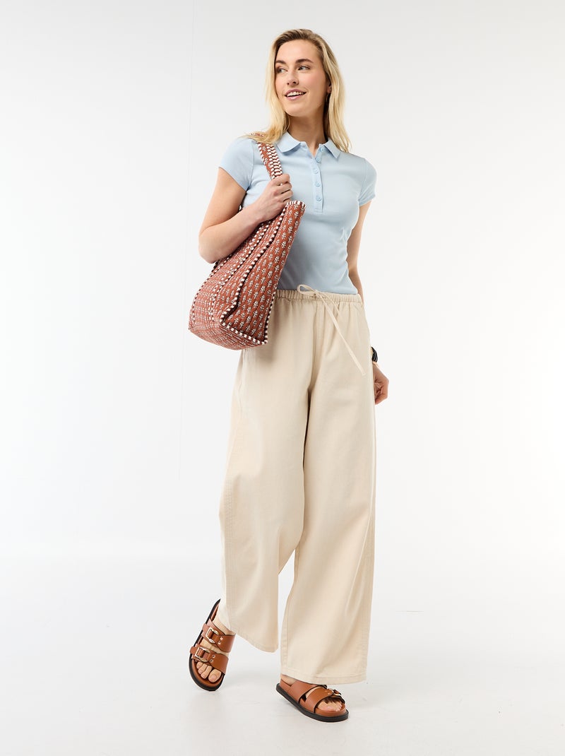 Polo van ribgebreide stof met korte mouwen Blauw - Kiabi