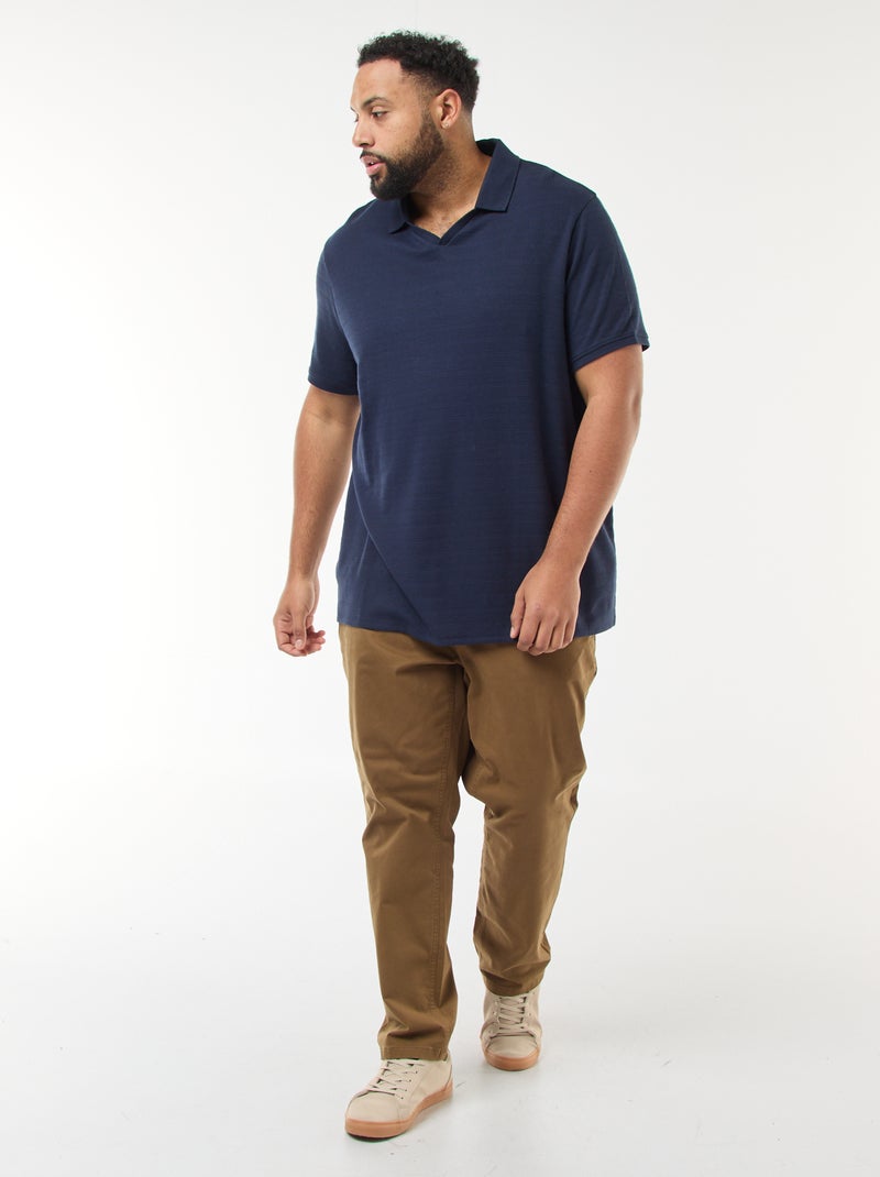 Polo van stretchkatoen met korte mouwen Blauw - Kiabi