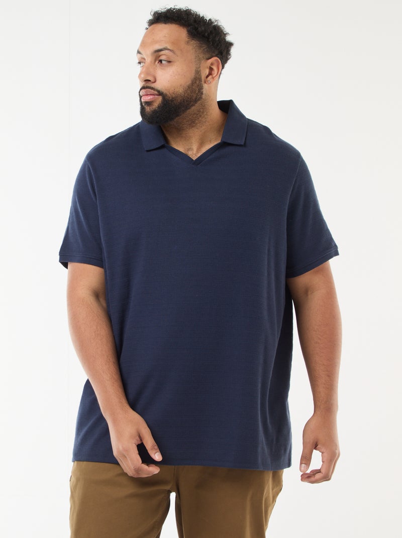 Polo van stretchkatoen met korte mouwen Blauw - Kiabi