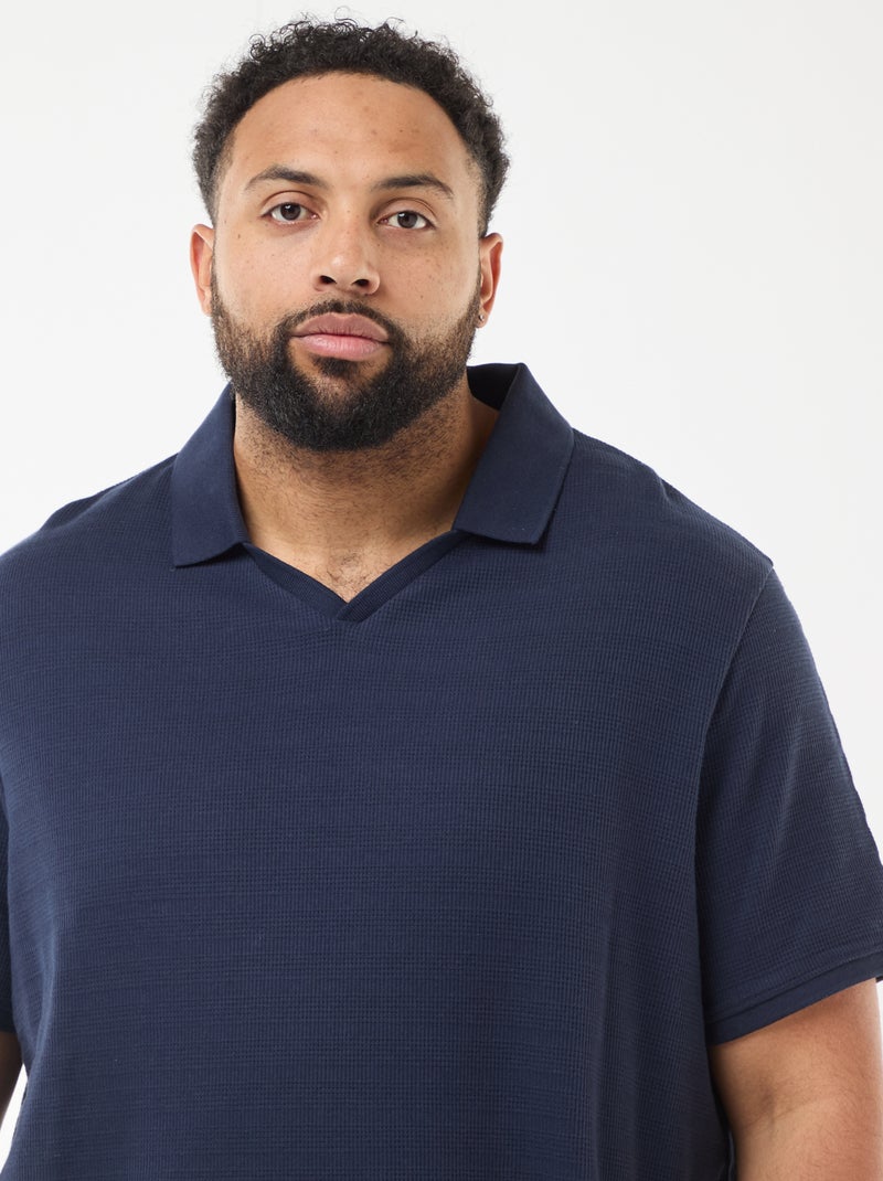 Polo van stretchkatoen met korte mouwen Blauw - Kiabi