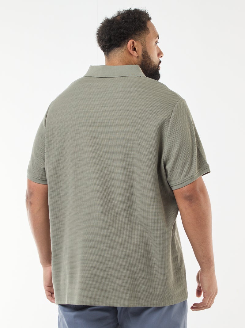 Polo van stretchkatoen met korte mouwen Groen - Kiabi