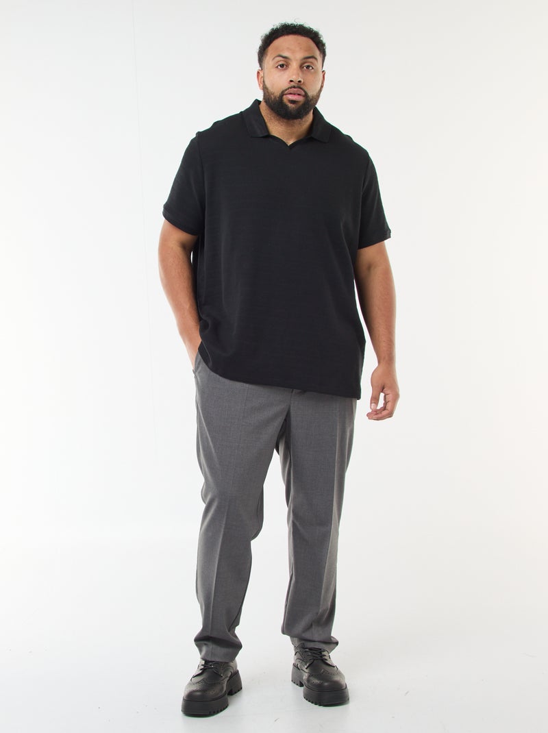 Polo van stretchkatoen met korte mouwen Zwart - Kiabi