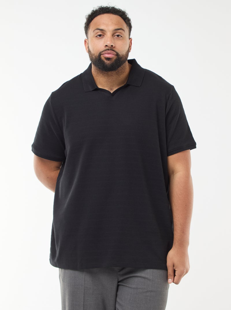 Polo van stretchkatoen met korte mouwen Zwart - Kiabi