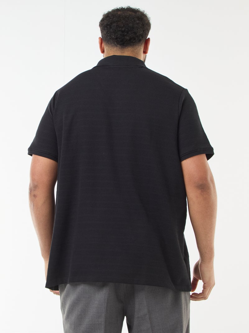 Polo van stretchkatoen met korte mouwen Zwart - Kiabi