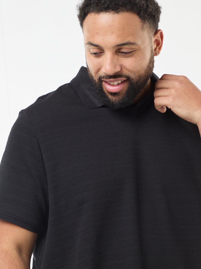 Polo van stretchkatoen met korte mouwen Zwart - Kiabi