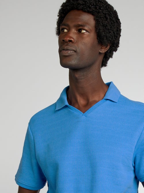 Polo van textuurtricot met V-hals - Kiabi