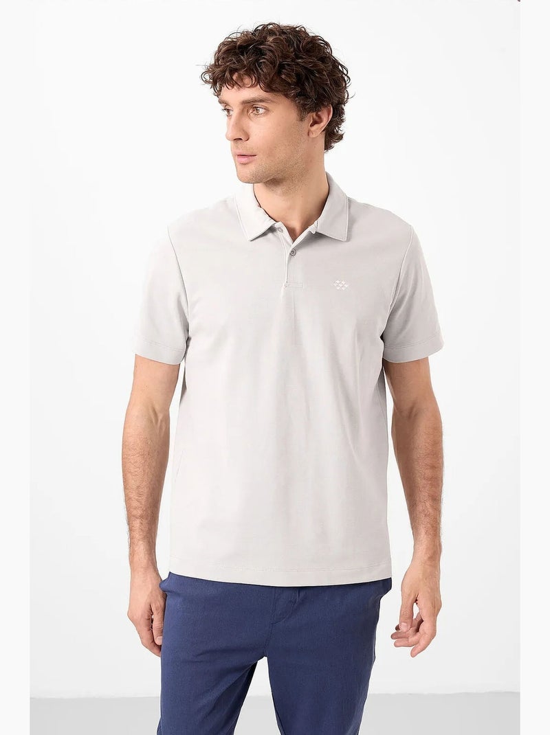 Poloshirt katoen stretch tommy Lichtgrijs - Kiabi