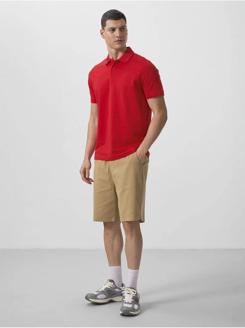 Poloshirt katoen stretch tommy Rood - Kiabi