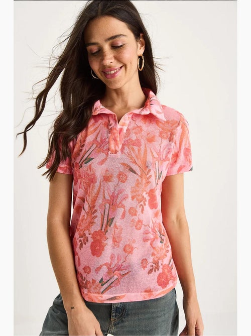 Poloshirt met bloemen korte mouw lucci - Kiabi