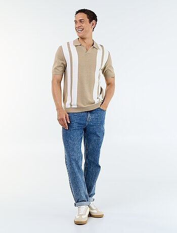 Poloshirt met korte mouwen en kraag zonder knopen