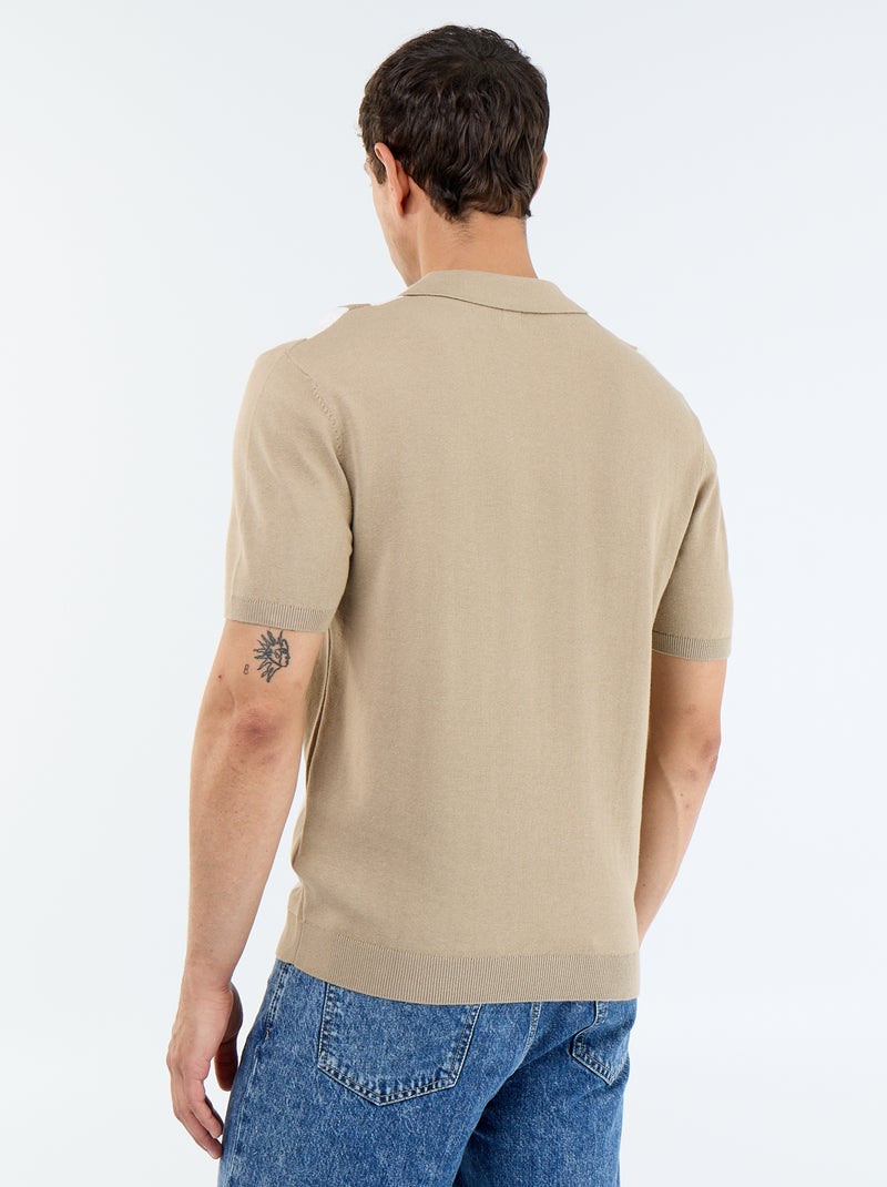 Poloshirt met korte mouwen en kraag zonder knopen Biege - Kiabi