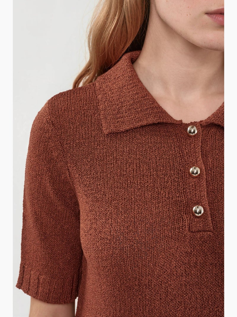 Poloshirt met structuur hiccup Terracotta - Kiabi