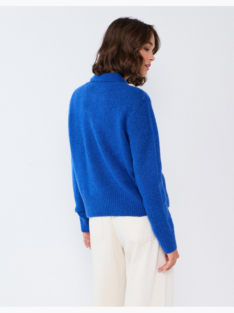 Poloshirt met wol- en alpacamix, mo fashion Blauw - Kiabi