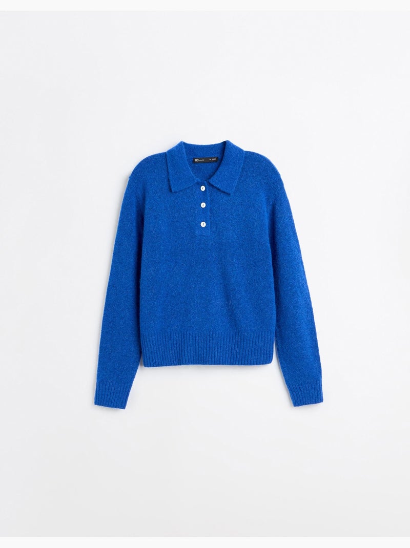 Poloshirt met wol- en alpacamix, mo fashion Blauw - Kiabi