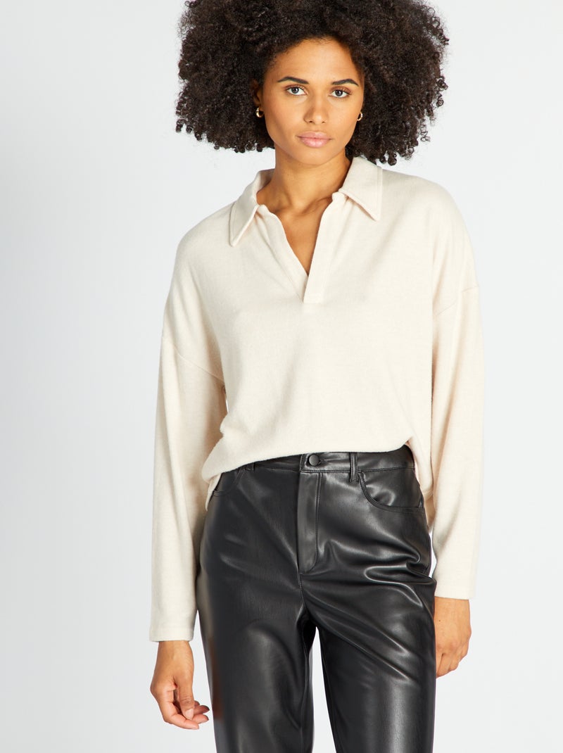 Poloshirt van zacht tricot BIEGE - Kiabi