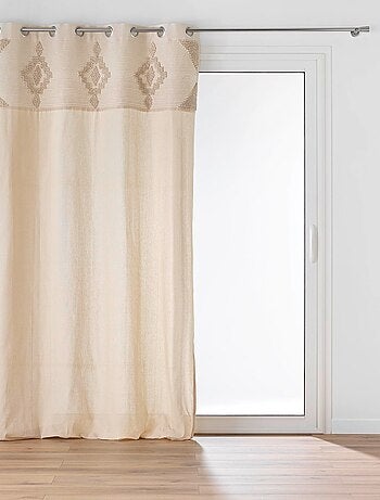 Poly-katoenen vitrage met decoratieve strook